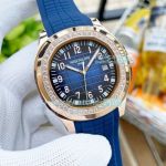 Replica Patek Philippe Aquanaut Diamond Bezel Blue Dial Blue Rubber Strap Watch